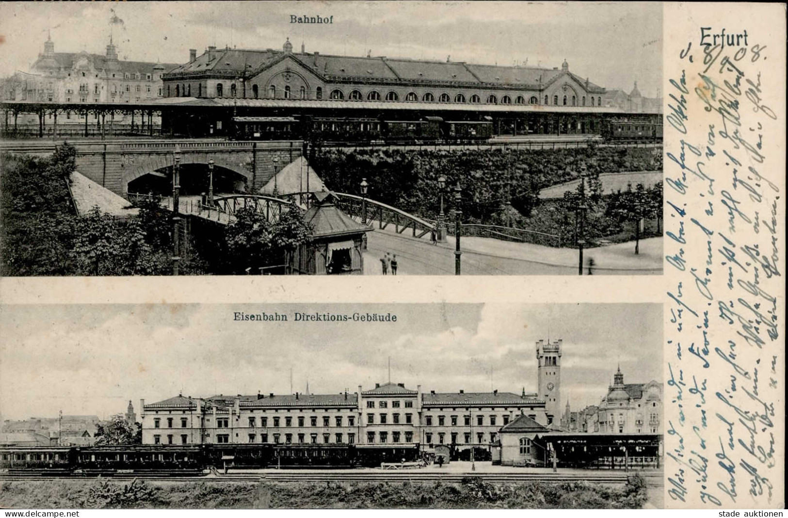 Erfurt (o-5000) Bahnhof Eisenbahn-Direktionsgebäude 1908 I-II Chemin De Fer - Erfurt