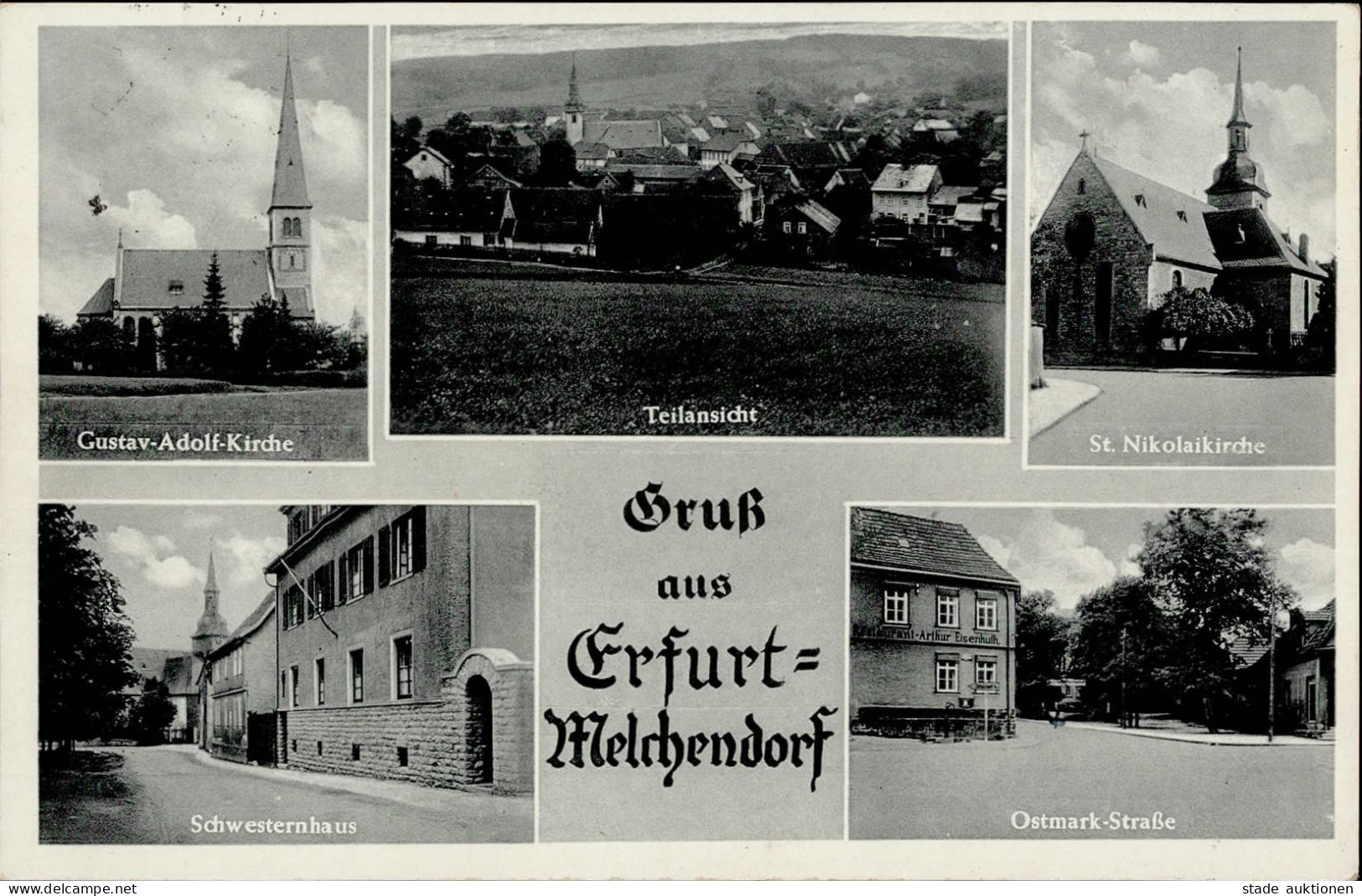 Melchendorf (o-5101) Schwesternhaus Ostmark-Strasse Gustav-Adolf-Kirche St. Nikolaikirche 1939 I- - Other & Unclassified