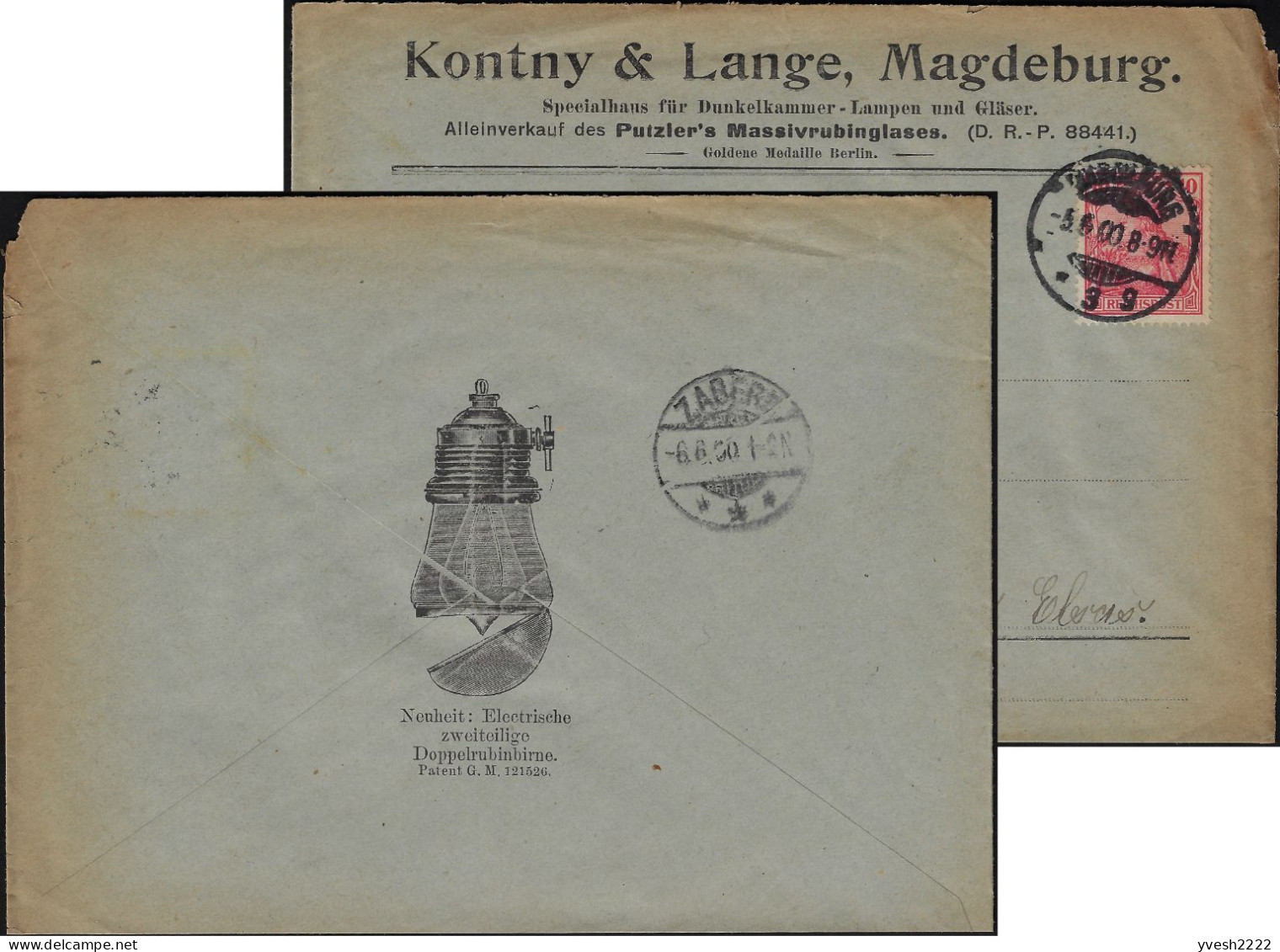 Allemagne 1900 Enveloppe Illustrée, Kontny & Lange, Magdebourg. Spécialité Pièces Sombres, Lampes Et Verres - Electricidad