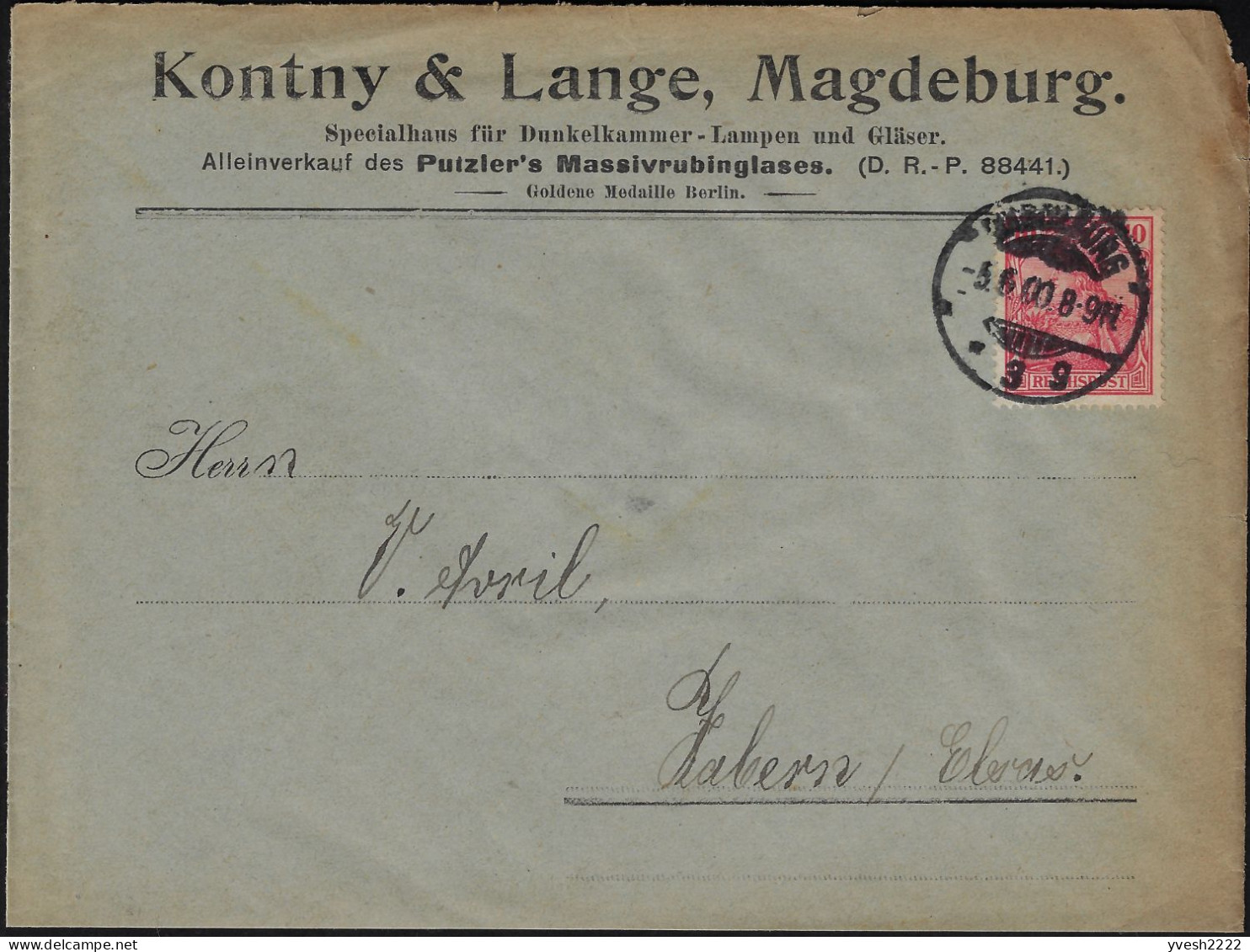 Allemagne 1900 Enveloppe Illustrée, Kontny & Lange, Magdebourg. Spécialité Pièces Sombres, Lampes Et Verres - Elettricità