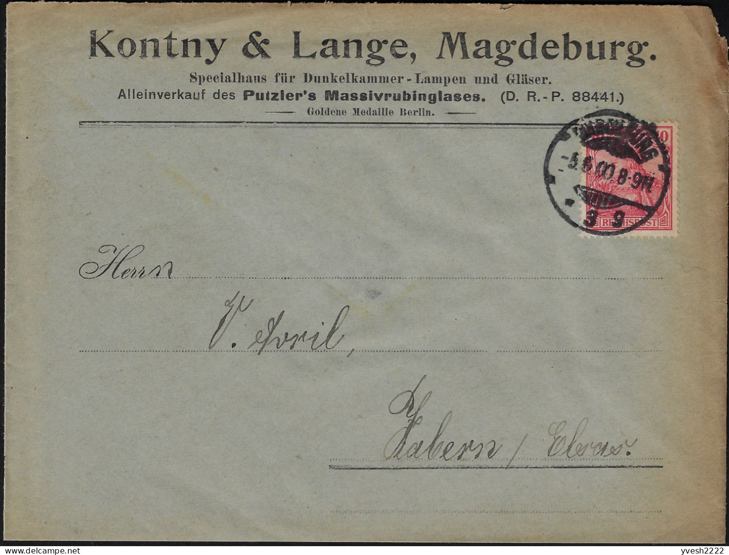 Allemagne 1900 Enveloppe Illustrée, Kontny & Lange, Magdebourg. Spécialité Pièces Sombres, Lampes Et Verres - Elektrizität