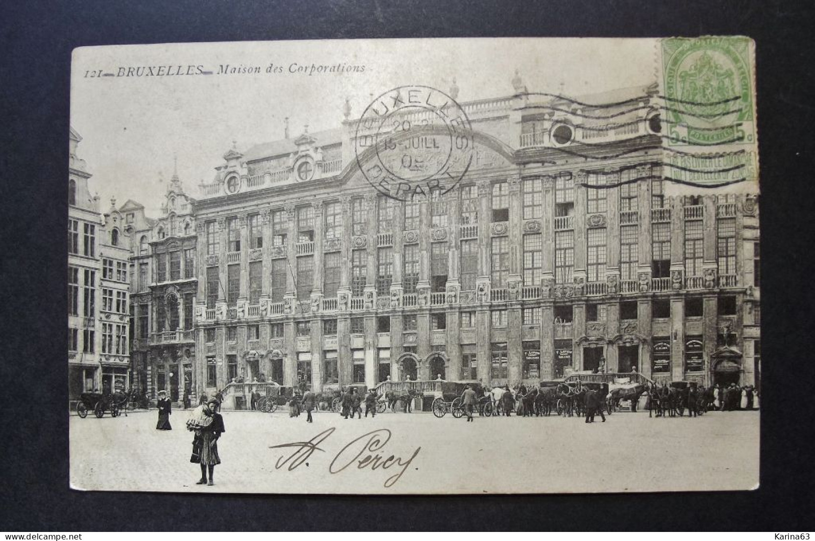 België - Belgique - CPA    Bruxelles - Maison Des Corporations - Used Card Bruxelles Depart Vers Paris 1909 - Expositions Universelles