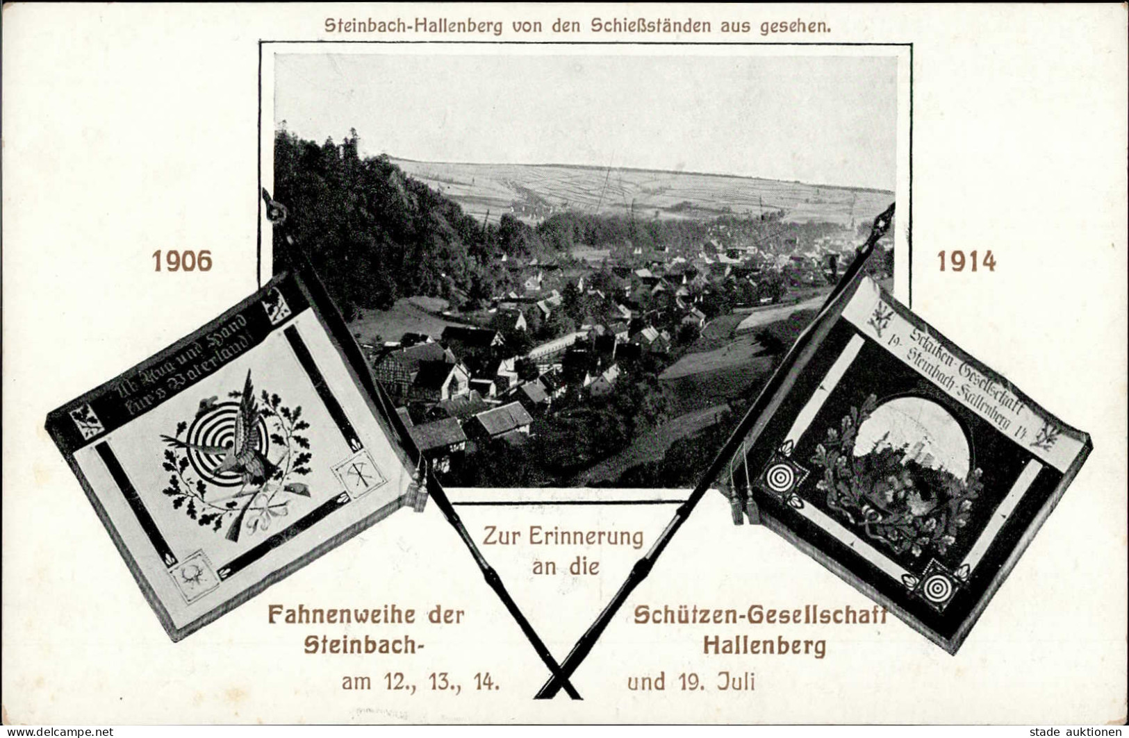 Steinbach-Hallenberg (o-6081) Fahnenweihe Der Schützengesellschaft Steinbach-Hallenberg 12. Bis 19. Juli 1914 I- - Autres & Non Classés