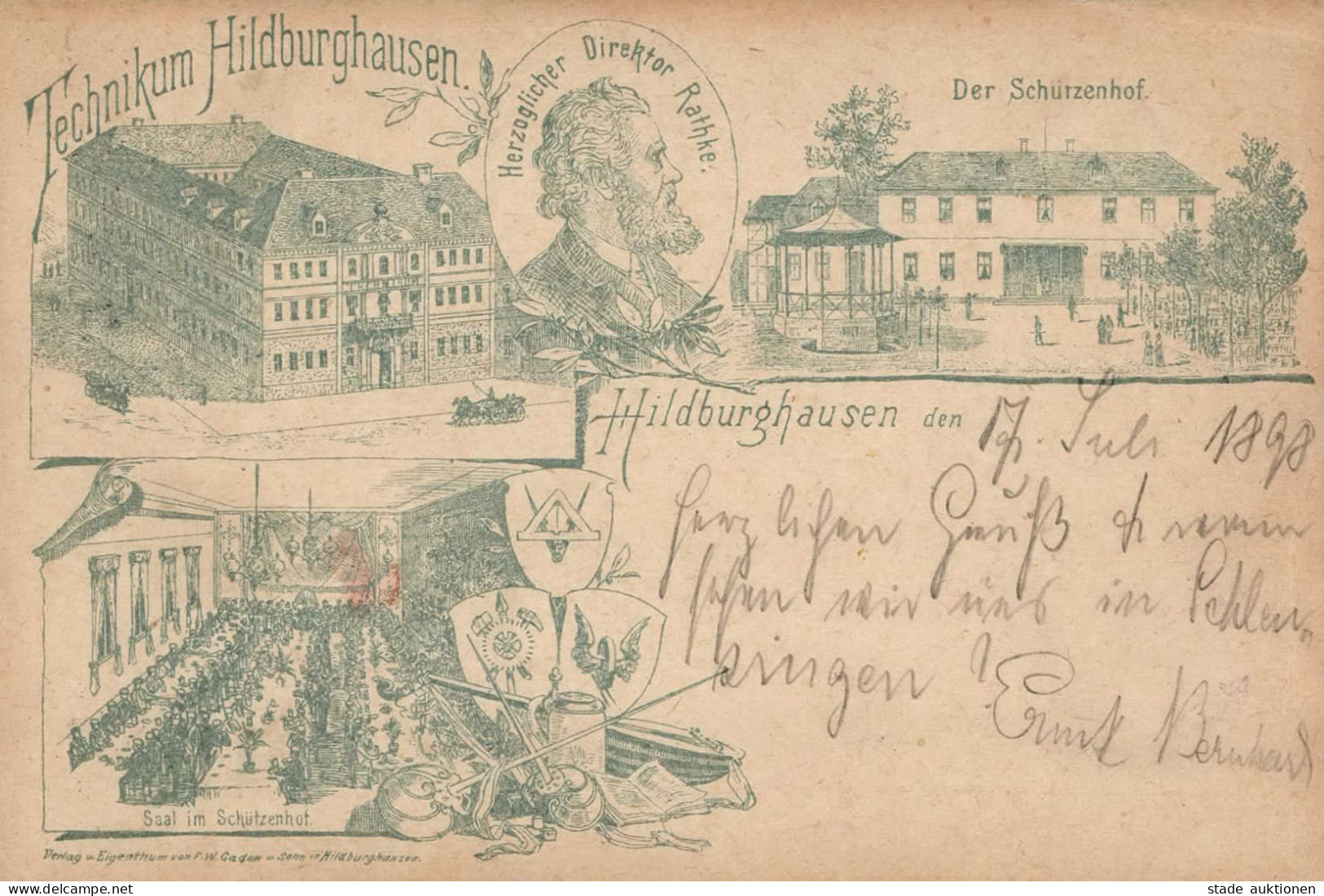 Hildburghausen (o-6110) Gasthaus Schützenhof 1898 II (kleine Stauchungen, Marke Entfernt) - Other & Unclassified