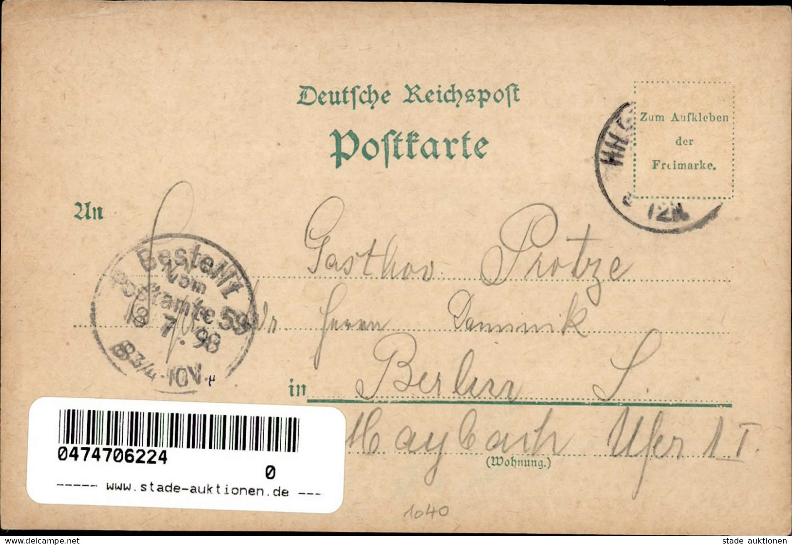Hildburghausen (o-6110) Gasthaus Schützenhof 1898 II (kleine Stauchungen, Marke Entfernt) - Other & Unclassified