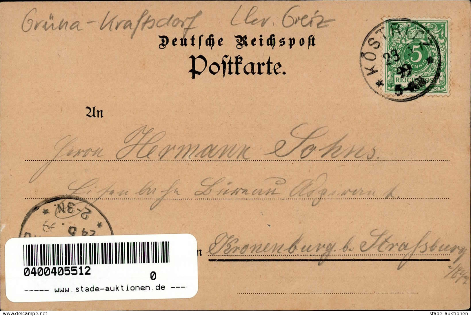 Grüna (o-6501) Gasthaus Zum Grünethal 1899 II (kleine Stauchung) - Autres & Non Classés