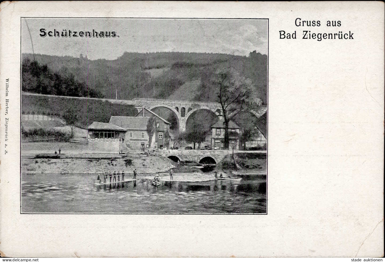 Ziegenrück (o-6557) Saalebrücke Hotel Schützenhaus II (fleckig, Ecken Gestaucht, Einriß) - Other & Unclassified
