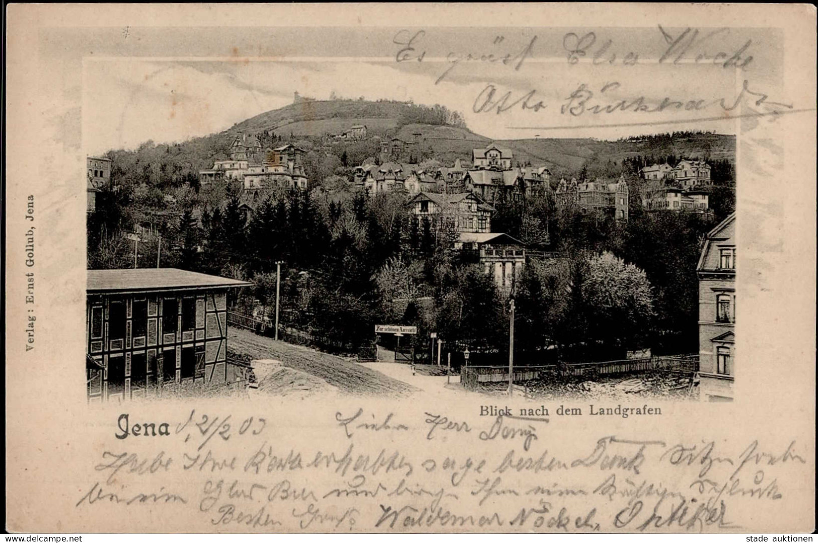 Jena (o-6900) Blick Nach Dem Landgrafen 1903 I-II (fleckig, Ecken Gestaucht) - Jena