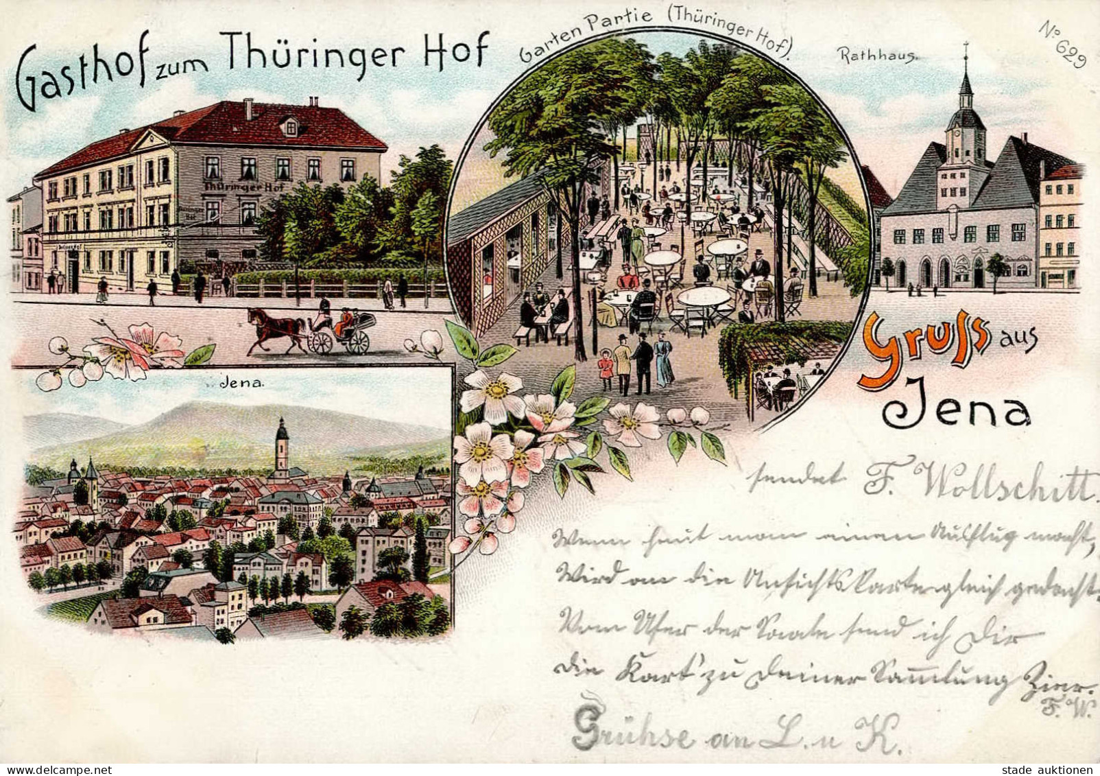 Jena (o-6900) Gasthaus Zum Thüringer Hof Rathaus 1897 I-II (fleckig) - Jena