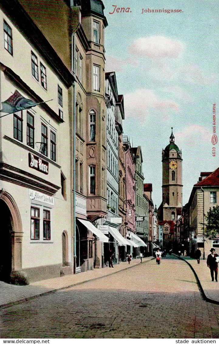 Jena (o-6900) Johannisgasse Gasthaus Zur Rose Handlungen Kirche I-II - Jena