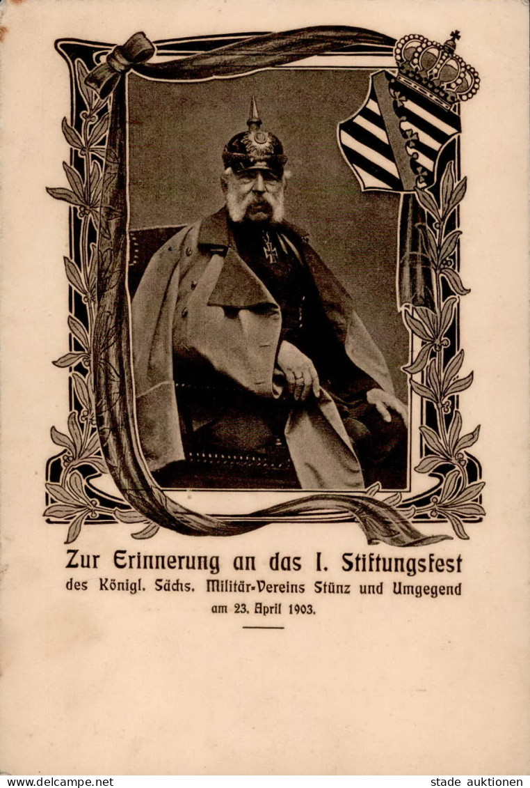 Leipzig (o-7000) Militär-Verein Stünz 1. Stiftungsfest 23. April 1903 König Albert I-II (Eckstauchung, Fleckig, Ecken Ab - Leipzig