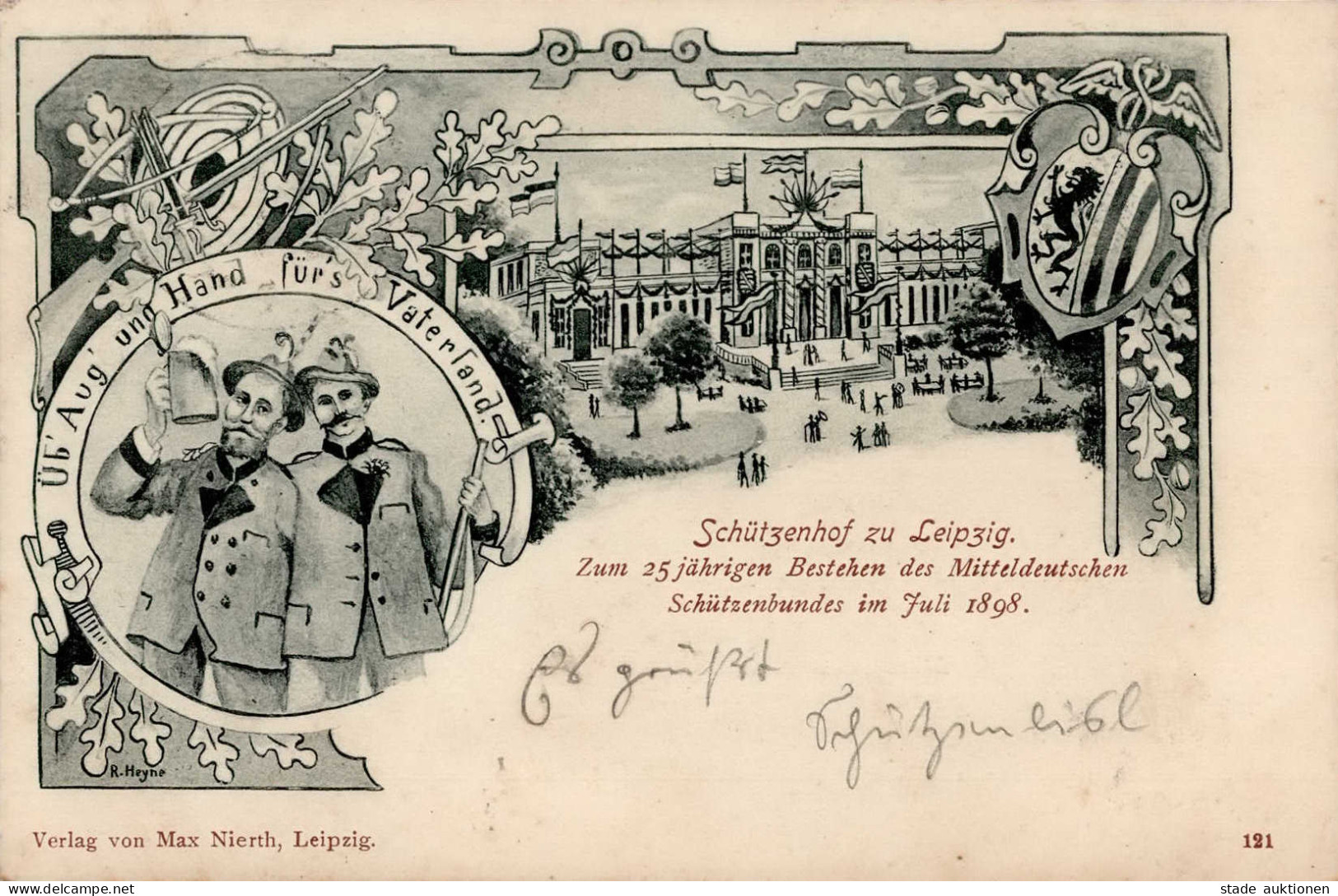 Leipzig (o-7000) 25 Jähriges Bestehen Des Mitteldeutschen Schützenbundes Juli 1898 Schützenhaus Sonderstempel I- - Leipzig