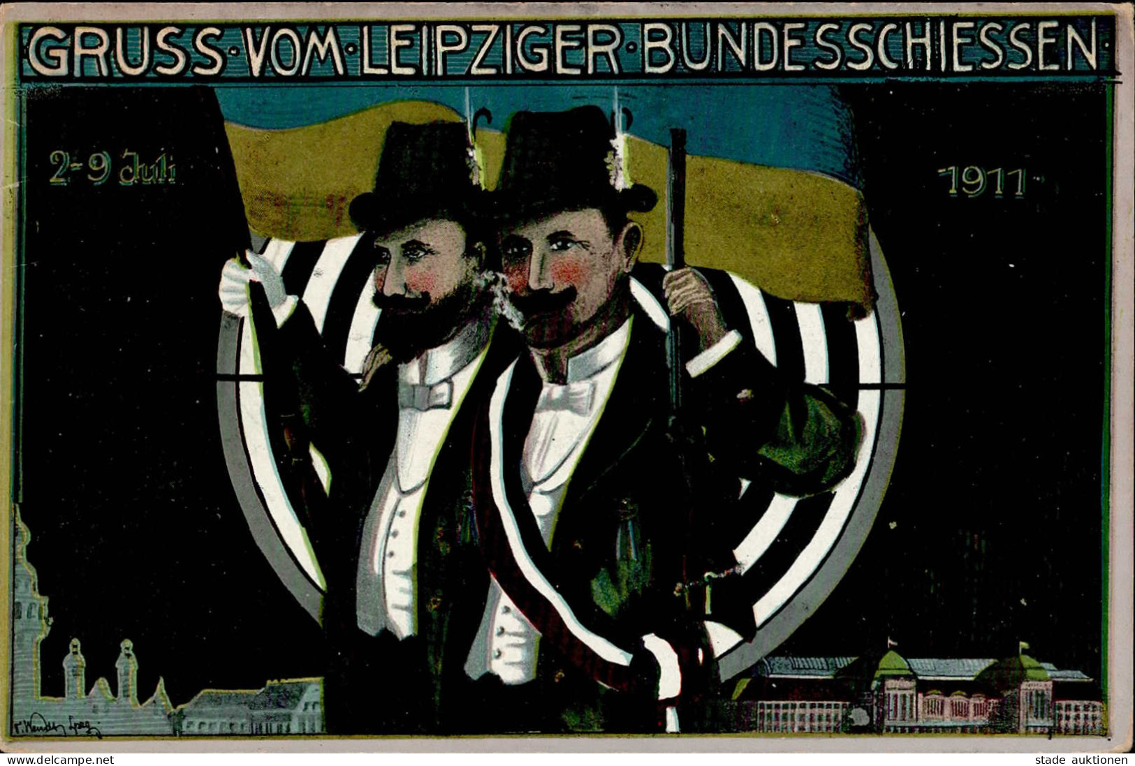 Leipzig (o-7000) 26. Mitteldeutsches Bundesschießen 2. Bis 9. Juli 1911 Sonderstempel Signiert I- - Leipzig