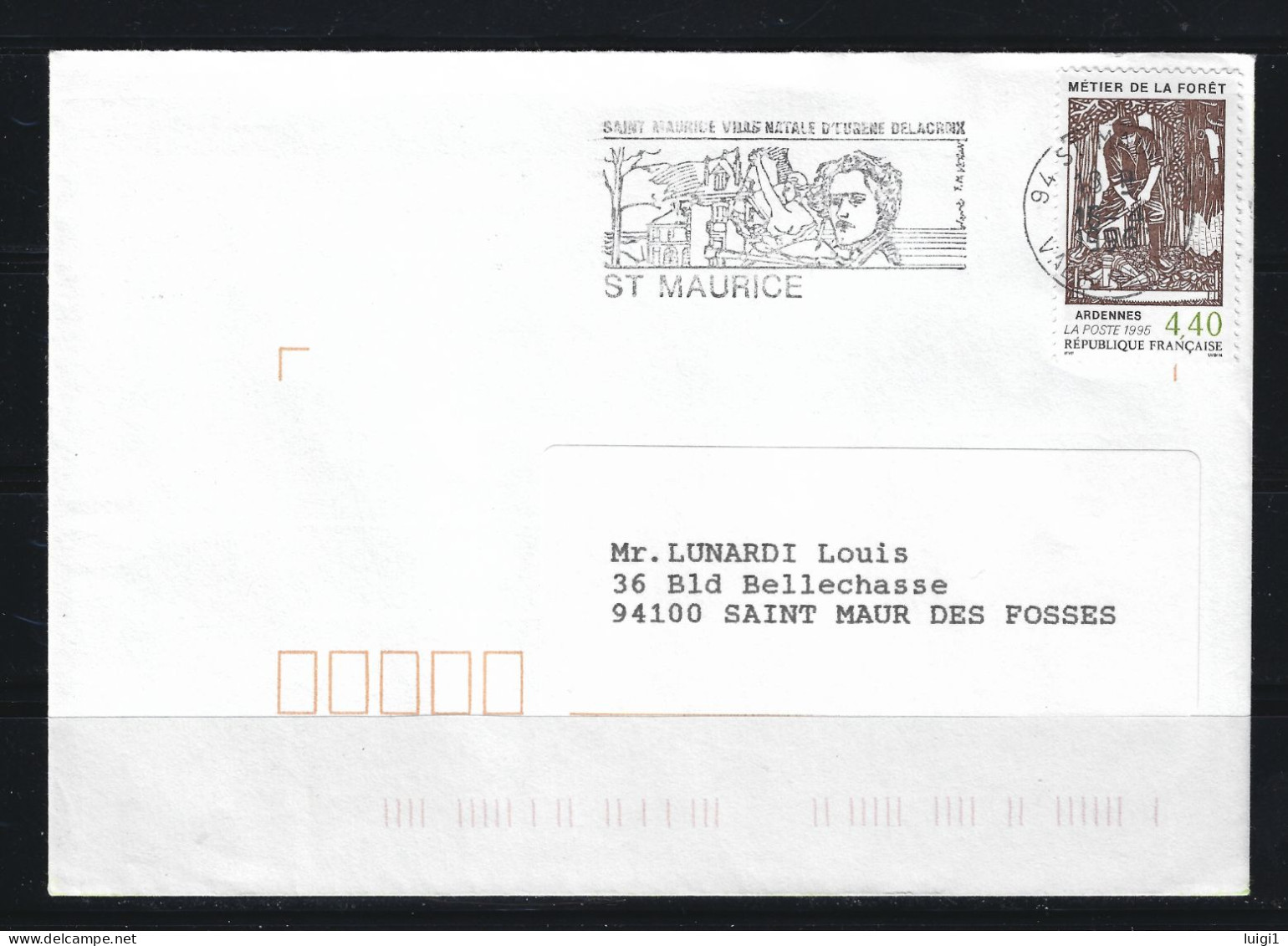 FRANCE 1995 - Y&T N°2943 - 4 F.40 Sur Lettre. Flamme D'oblitération Du 16-4-1996. 94 ST MAURICE .Val De Marne. - Storia Postale