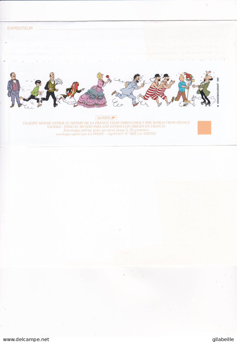 FRANCE - PAP - Entier Postal -  Tintin - Hergé -  Tintin Charmeur D 'éléphant - Carte +enveloppe - PAP: Sonstige (1995-...)