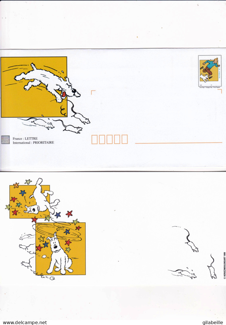 FRANCE - PAP - Entier Postal -  Tintin - Hergé -  Milou - Carte +enveloppe - PAP: Sonstige (1995-...)