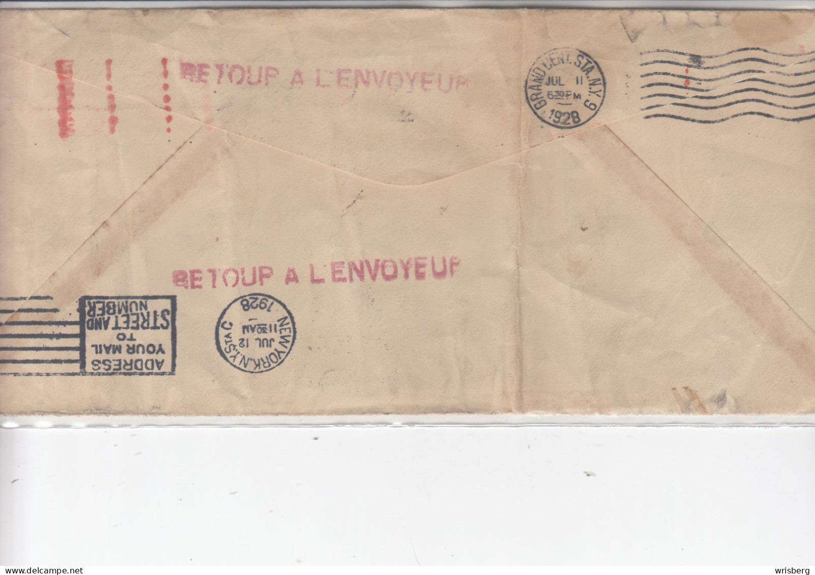 ENV. EMA  US POSTAGE 2 CENTS TAXEE 39 + 3x33  OBL. NEW YORK Du 12.7.1928 ADRESSEE A PARIS - Lettres & Documents