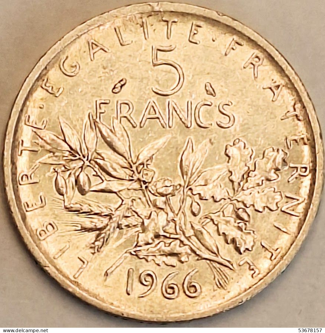 France - 5 Francs 1966, KM# 926, Silver (#4334) - 5 Francs