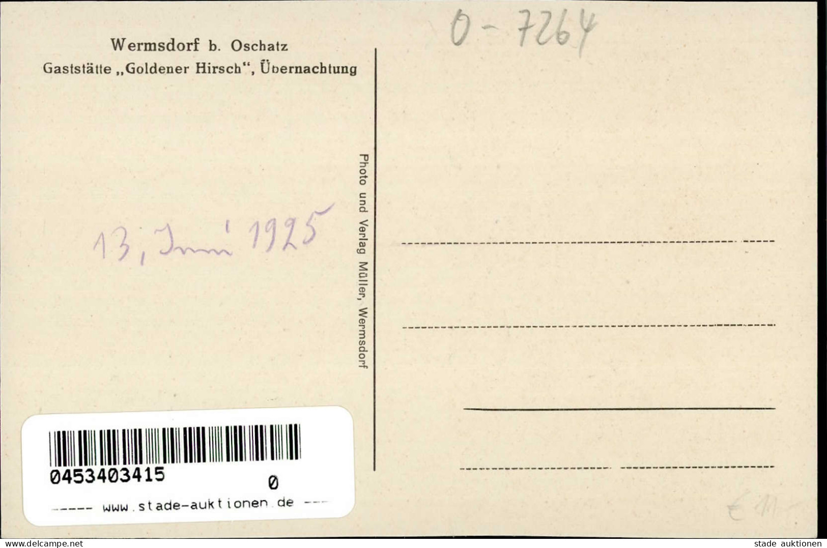 WERMSDORF B.Oschatz (o-7264) - Gaststätte Goldener Hirsch I - Other & Unclassified