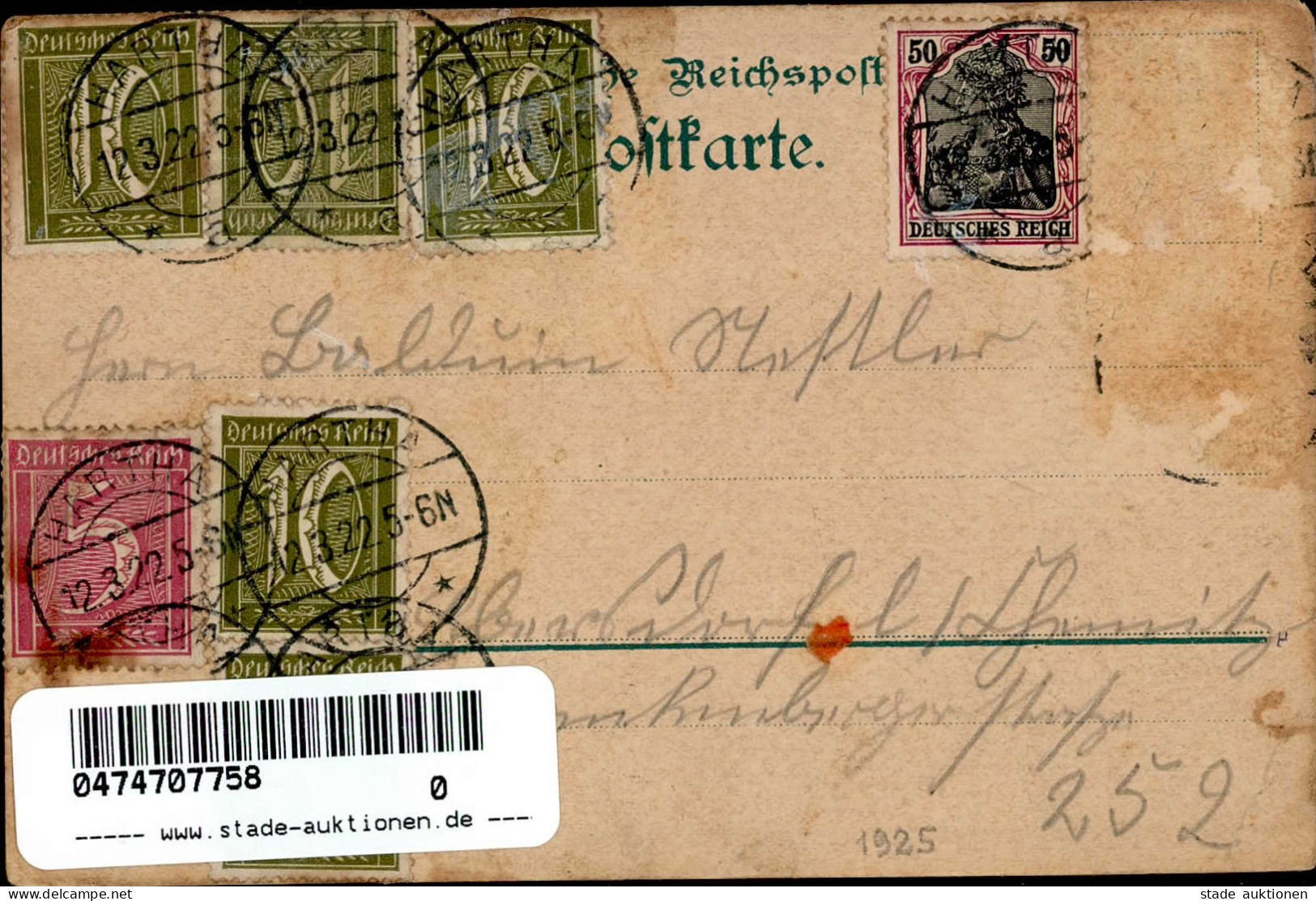 Hartha (o-7301) Schützenhaus 1922 II- (Stauchungen, Marke Entfernt) - Other & Unclassified