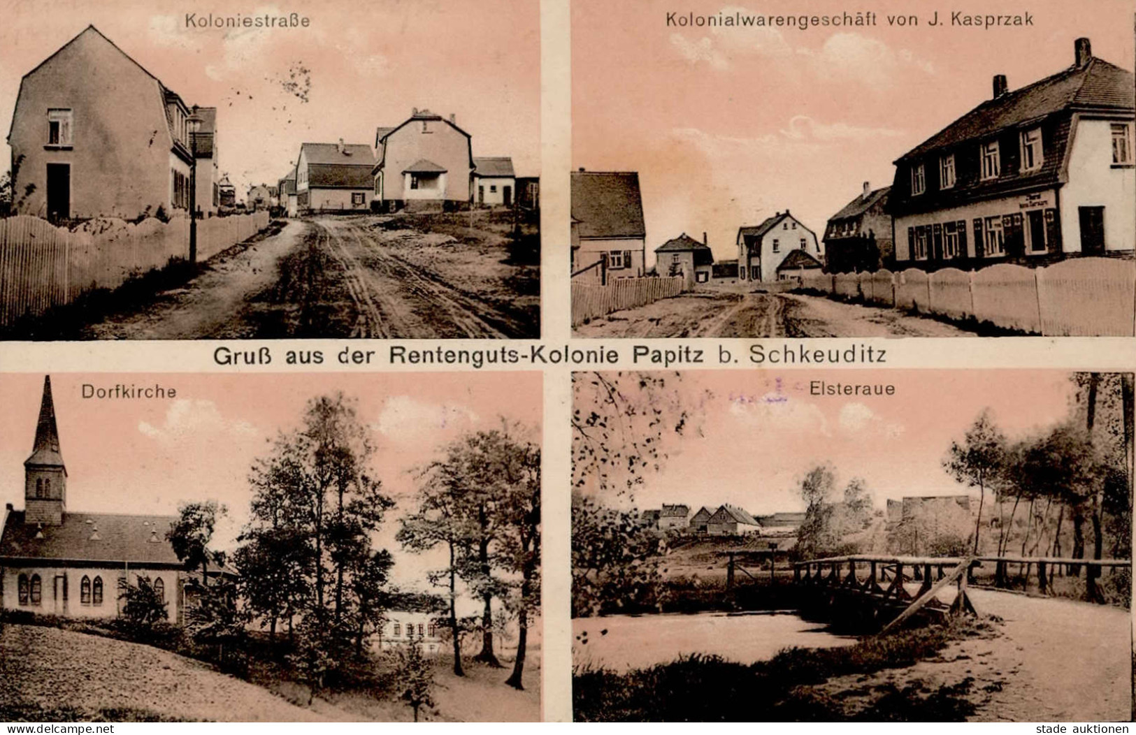 Papitz (o-7501) Rentenguts-Kolonie Koloniestrasse Kolonialwarenhandlung Kasprzak Dorfkirche Elsteraue 1926 I- - Other & Unclassified