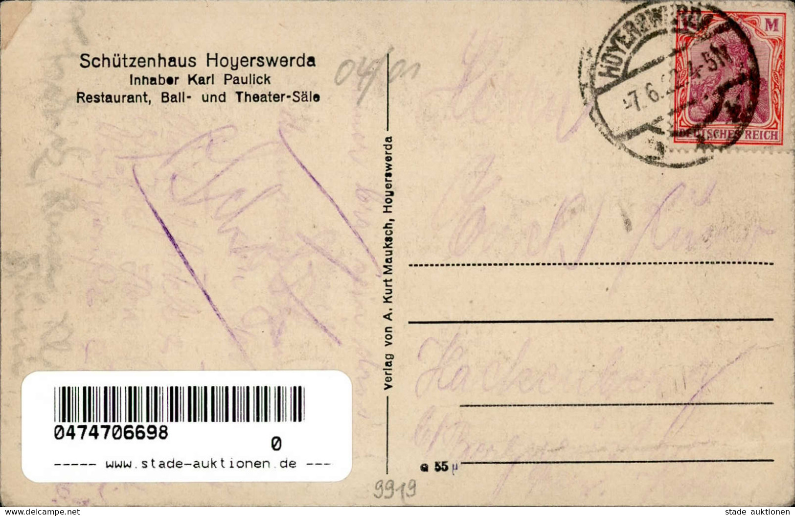 Hoyerswerda (o-7700) Schützenhaus 1922 II (Stauchungen) - Autres & Non Classés