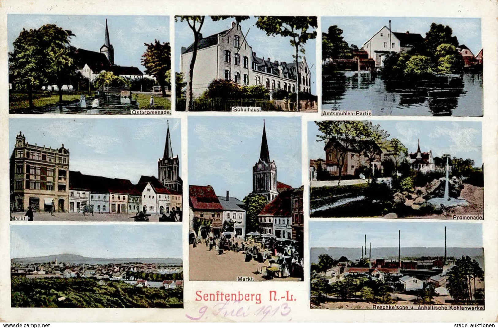 Senftenberg (o-7840) Marktplatz Schule Amtsmühle Reschkesche U. Anhaltische Kohlenwerke 1913 I-II - Other & Unclassified