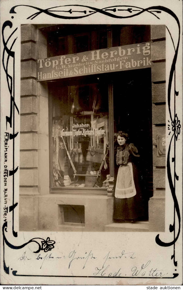 Dresden (o-8000) Hanfseil & Schiffstau-Fabrik Töpfer & Herbrig Foto-Ak 1908 II- (Stauchung, Abschürfung) - Other & Unclassified