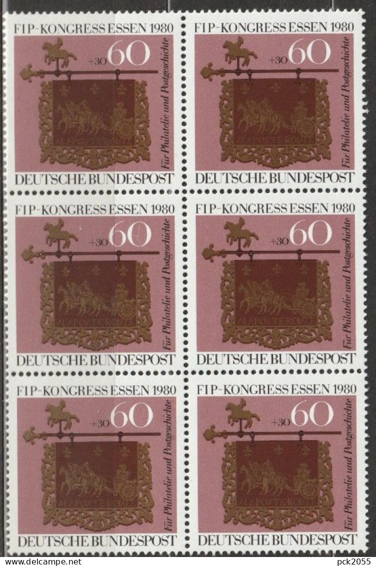 BRD 1980 MiNr.1065  6er Block ** Postfrisch Kongress FIP Essen ( 6553 ) - Unused Stamps