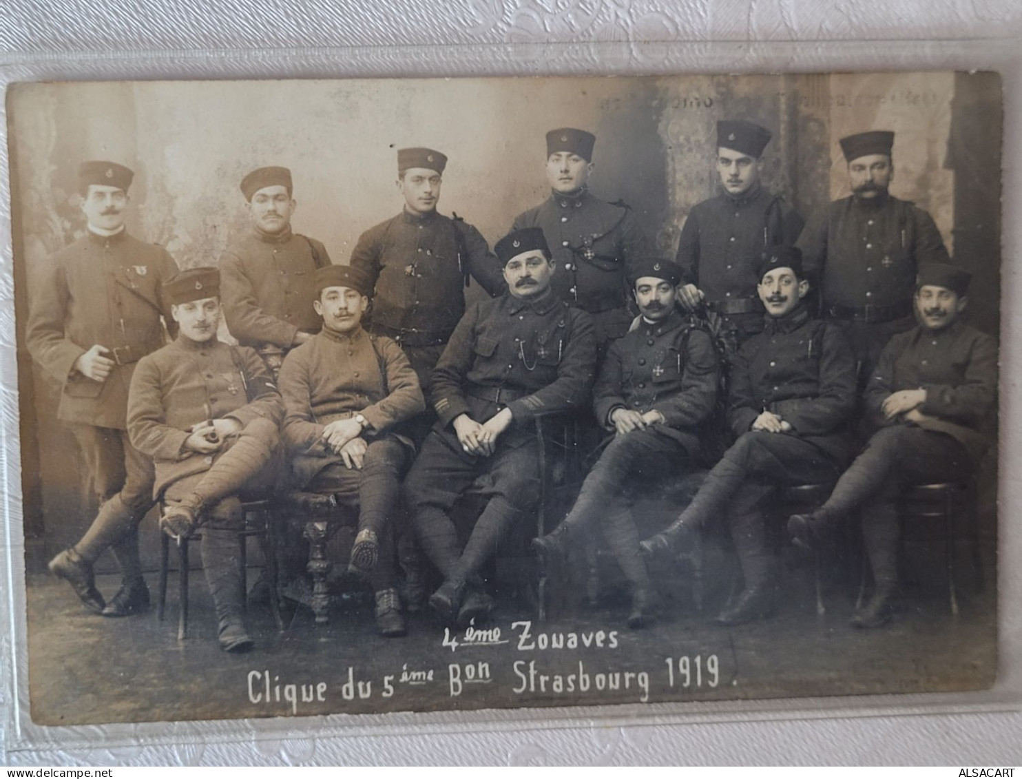 Strasbourg , Carte Photo 4 Ieme Zouaves 1919 - Strasbourg