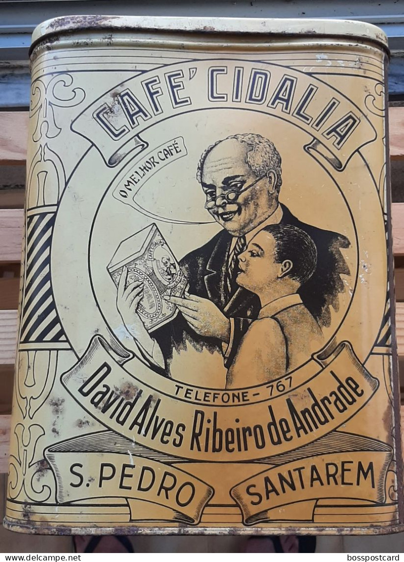 Santarém- Rara Lata Do  Café Cidália Da Casa Comercial David Alves Ribeiro De Andrade - Publicidade - Portugal - Latas