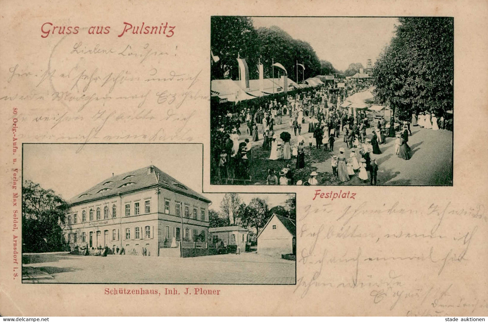 Pulsnitz (o-8514) Schützenhaus Schützenfest Bahnpost Dresden Kametz Zug 886 1902 II (Stauchung, Ecken Abgestoßen) - Altri & Non Classificati