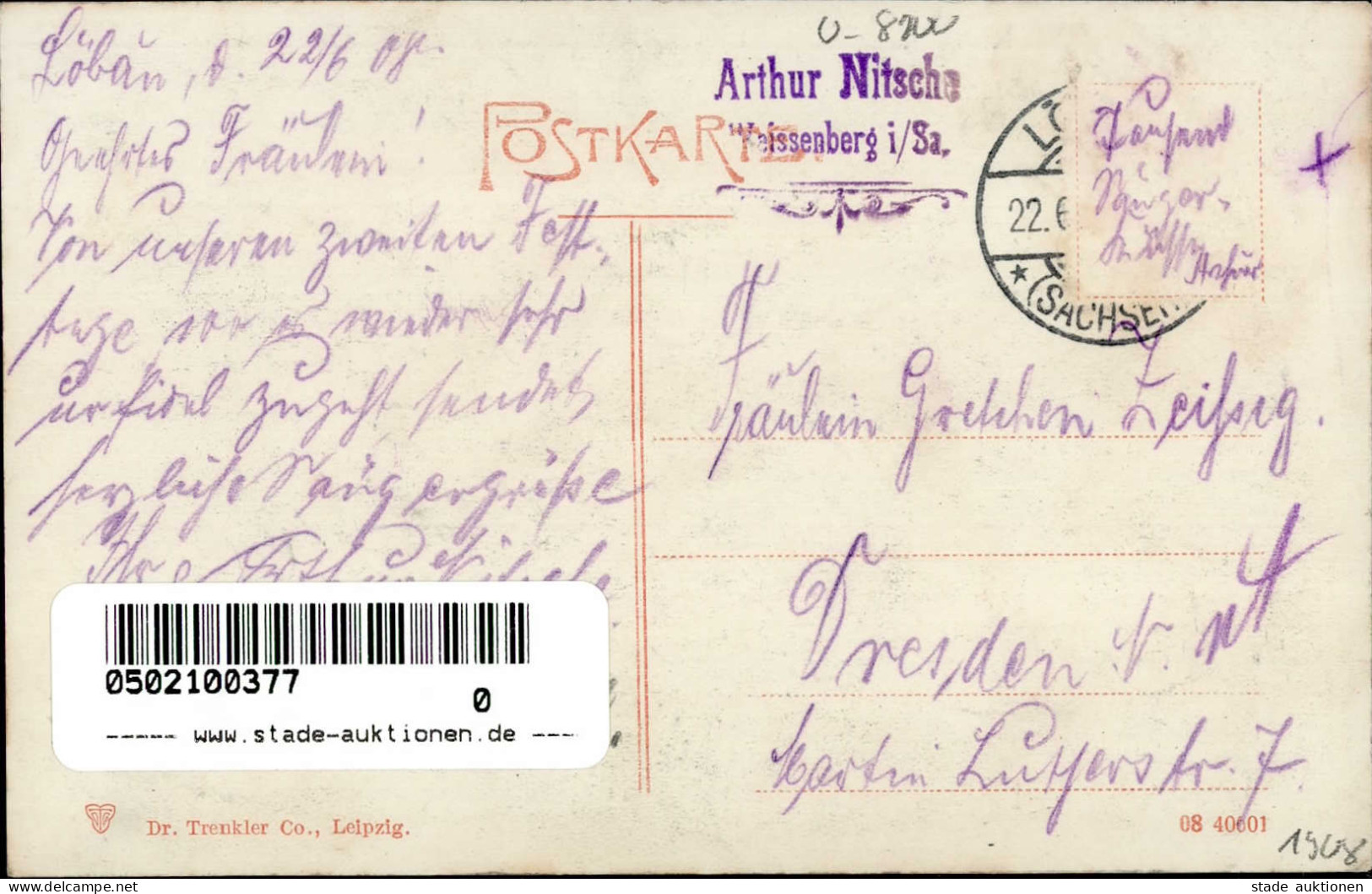Löbau (o-8700) XII. Oberlausitzer Bundesgesangsfest 1908 I- (Marke Entfernt) - Other & Unclassified