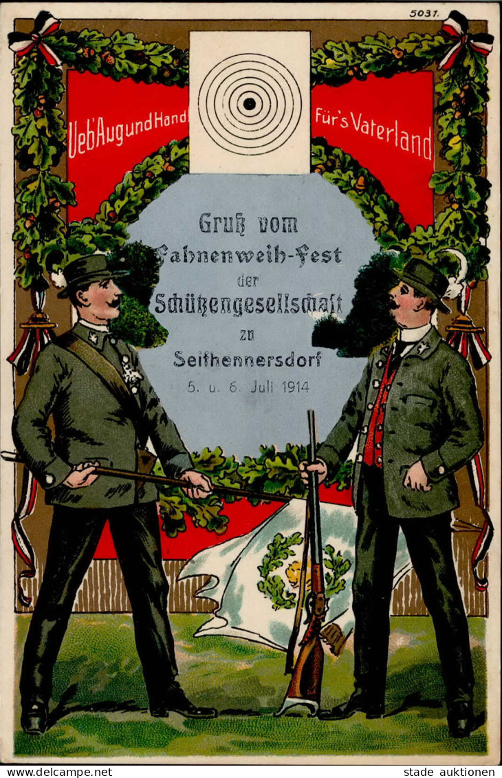 Seifhennersdorf (o-8812) Fahnenweihe-Fest Der Schützengesellschaft 5. Bis 6. Juli 1914 I- - Other & Unclassified