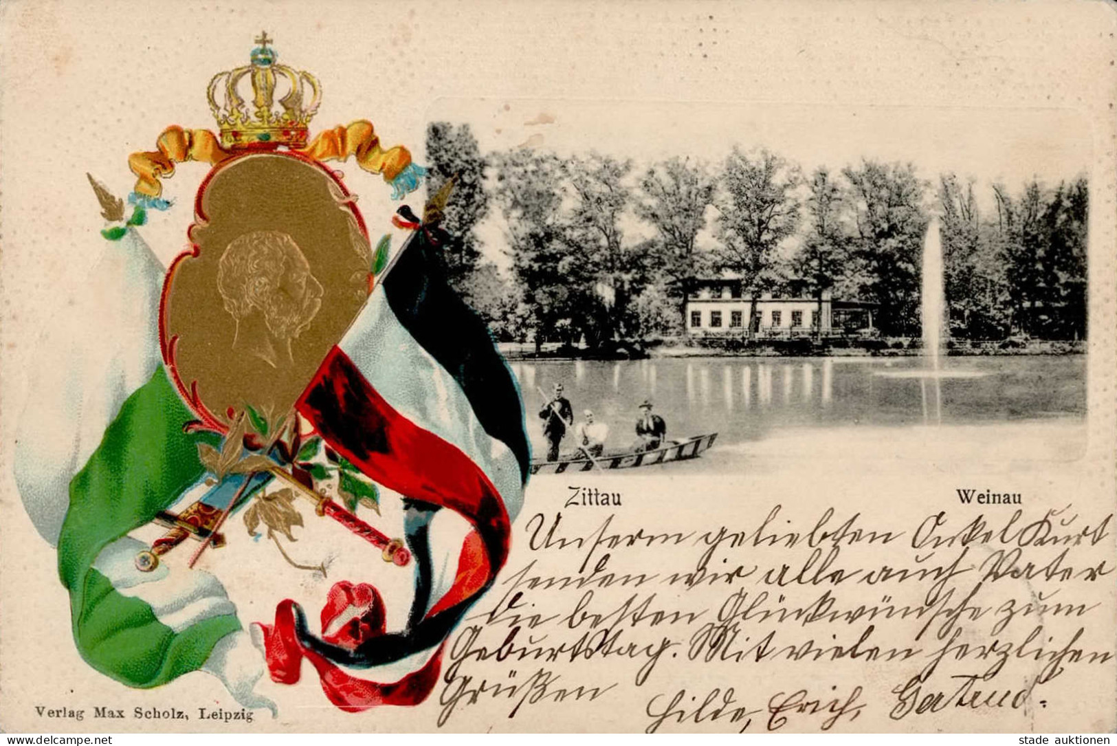 Zittau (o-8800) König Albert Von Sachsen Prägedruck Weinau 1902 I-II (fleckig, Ecke Gestaucht) - Autres & Non Classés