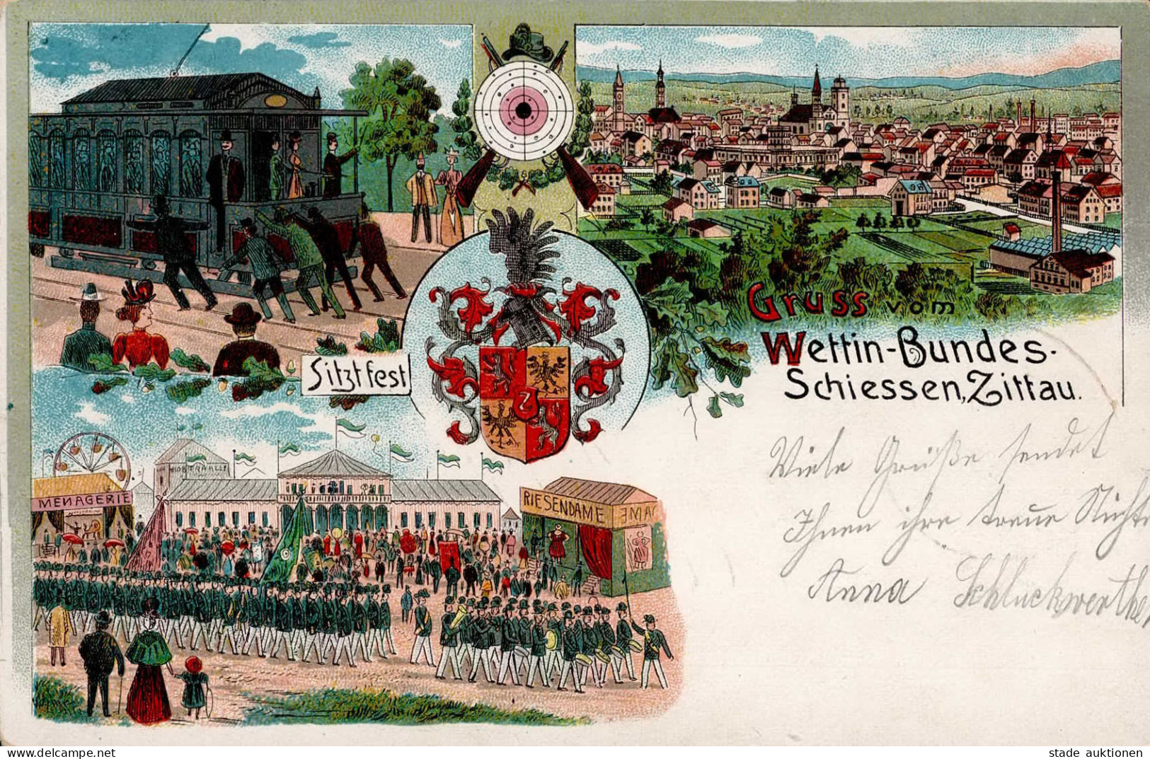 Zittau (o-8800) Wettin-Bundesschießen Straßenbahn 1902 I-II - Other & Unclassified