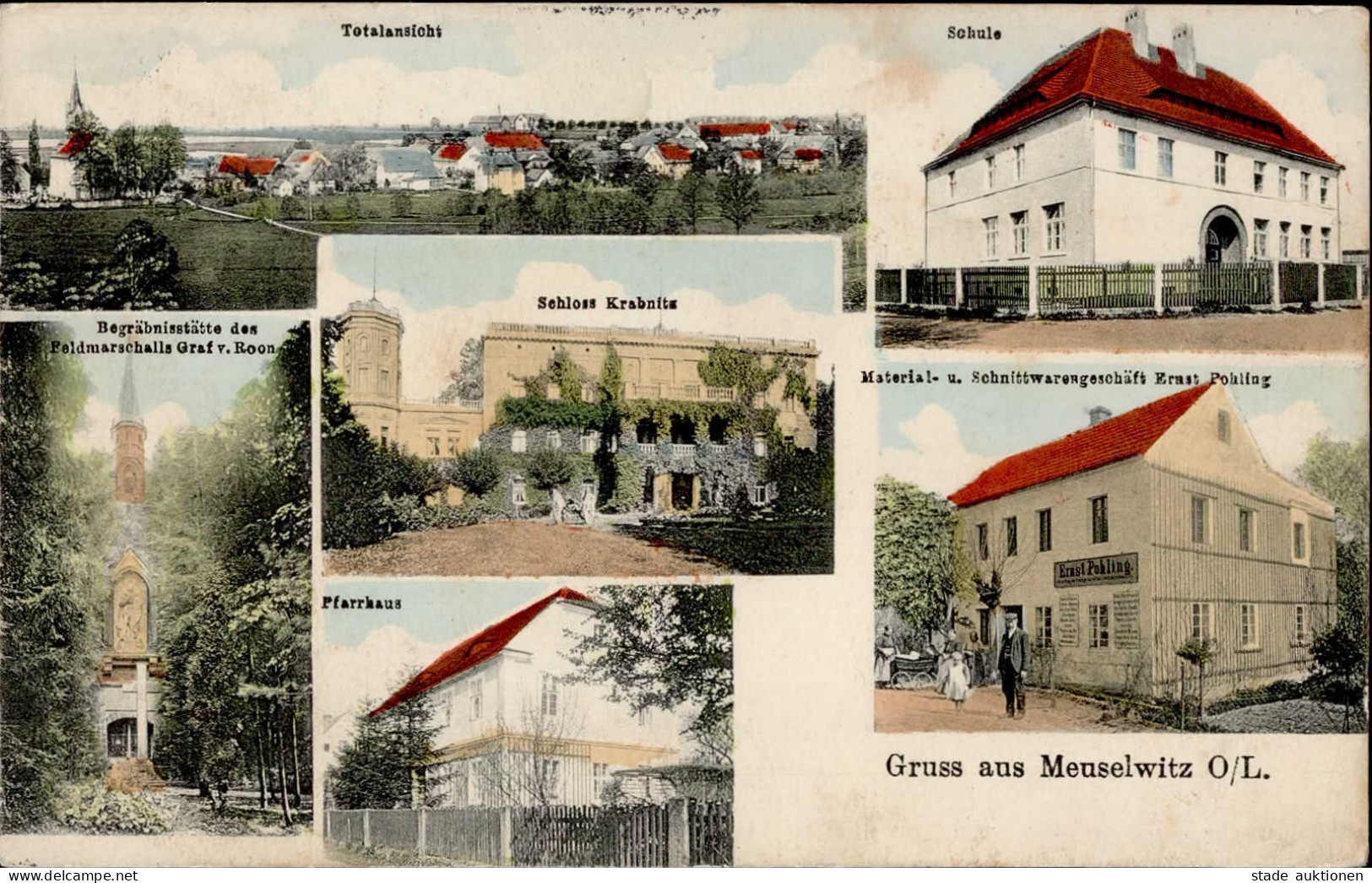 Meuselwitz (o-8901) Material-und Schnittwarenhandlung Pohling Schule Schloss Krabnitz I- (Marke Entfernt) - Other & Unclassified