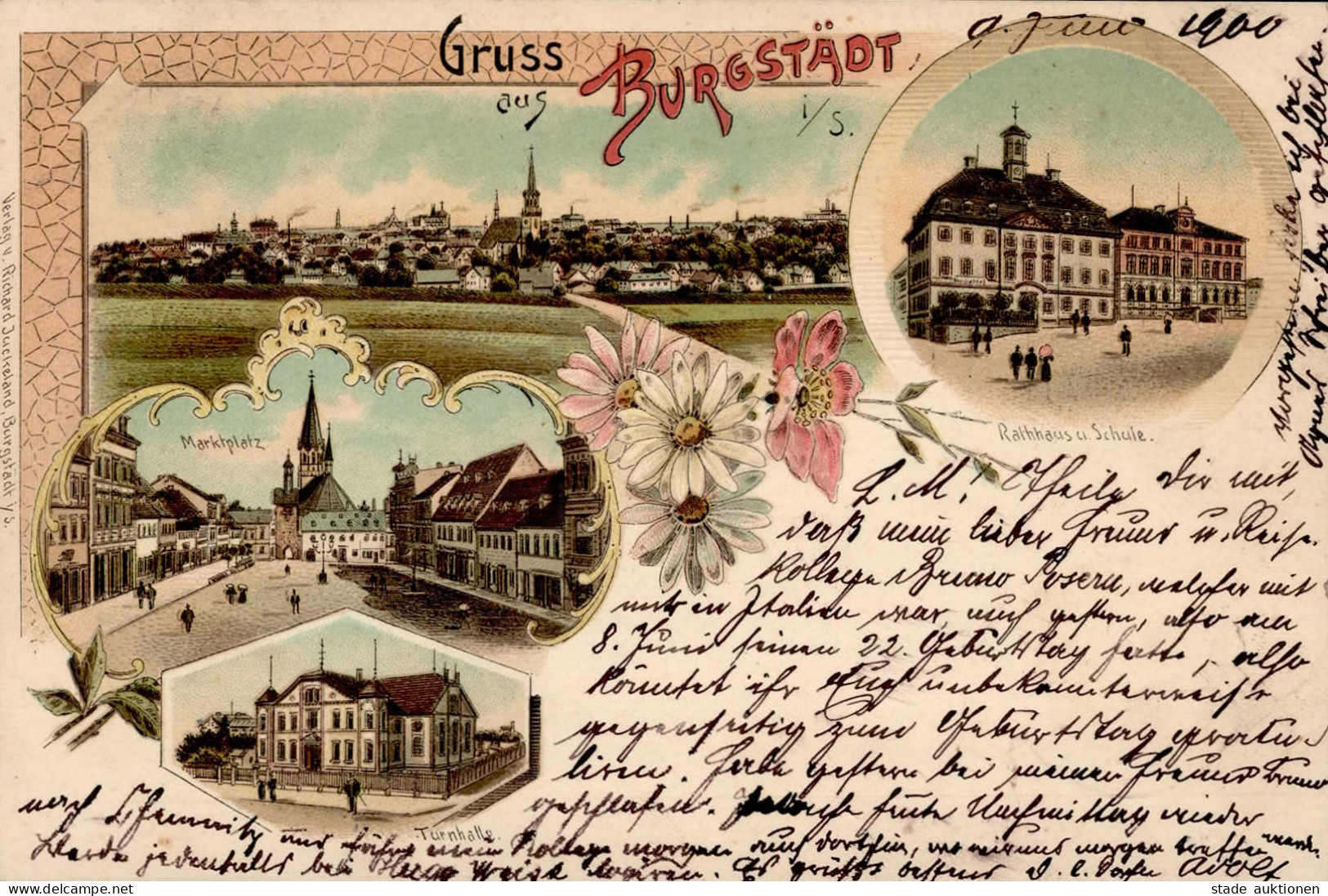 Burgstädt (o-9112) Rathaus Schule 1900 I- - Other & Unclassified