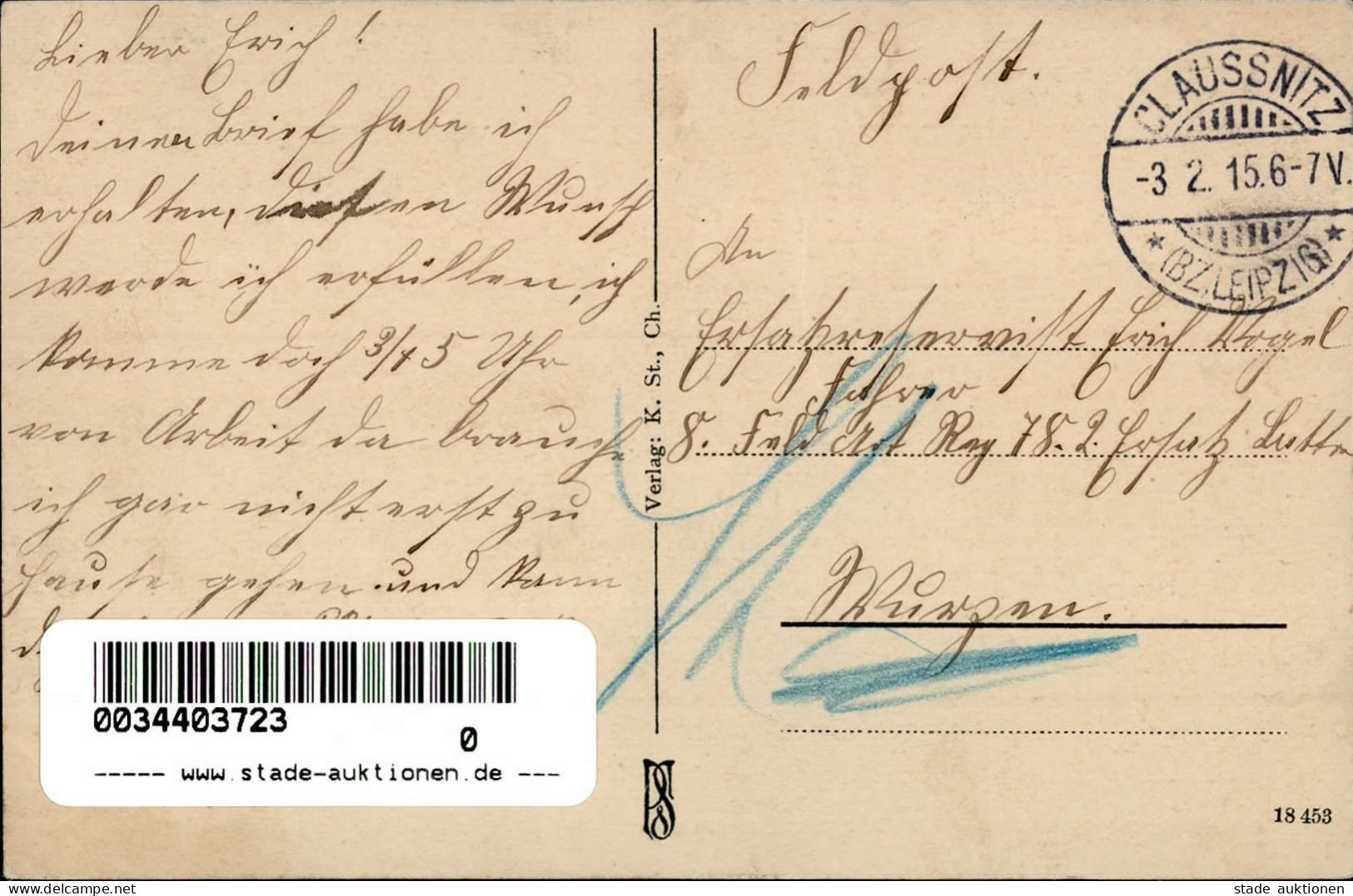 Claußnitz (o-9113) Postamt Dorfstrasse Alte Und Neue Schule 1915 II (Stauchung) - Other & Unclassified