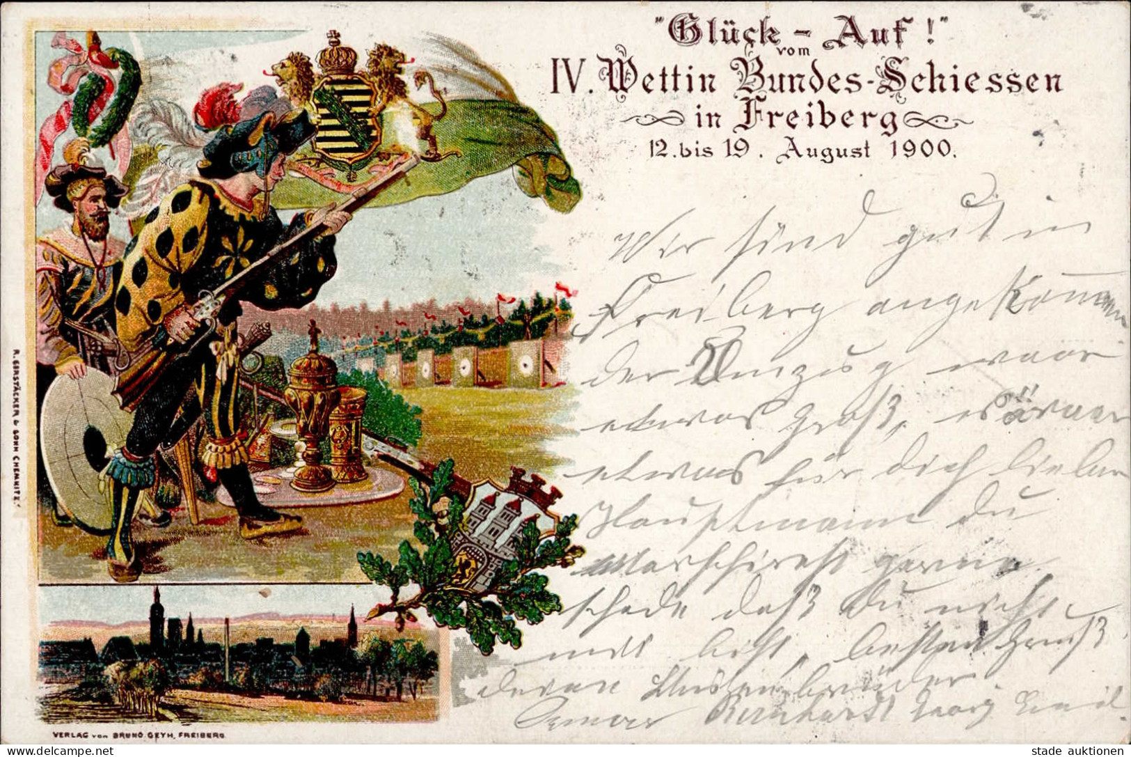 Freiberg In Sachsen (o-9200) IV. Wettin Bundesschießen  12. Bis 19. August 1900 Sonderstempel I- - Andere & Zonder Classificatie