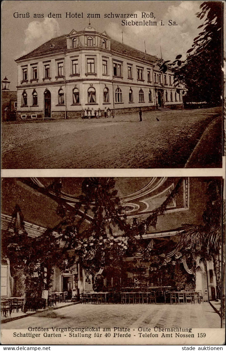 Siebenlehn (o-9201) Hotel Zum Schwarzen Roß 1932 I-II (Stauchung, Klebereste RS) - Andere & Zonder Classificatie