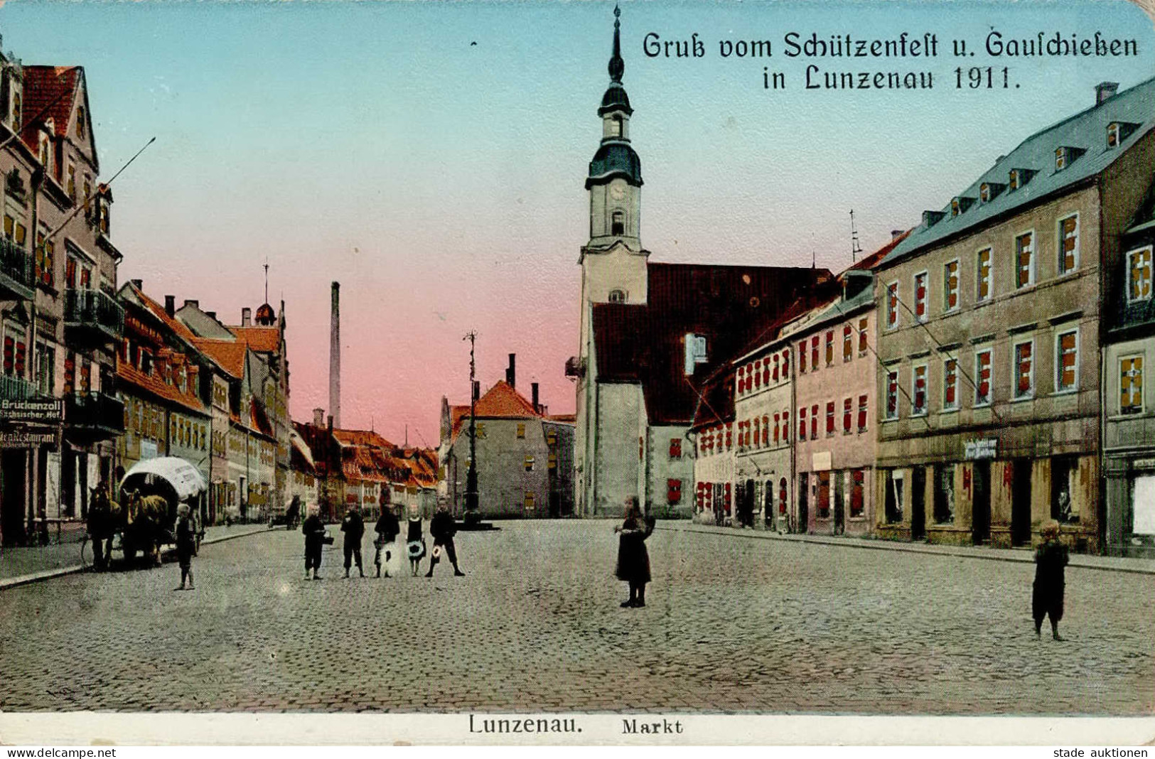 Lunzenau (o-9293) Schützenfest 1911 Gasthaus Sächsischer Hof 1912 I - Other & Unclassified