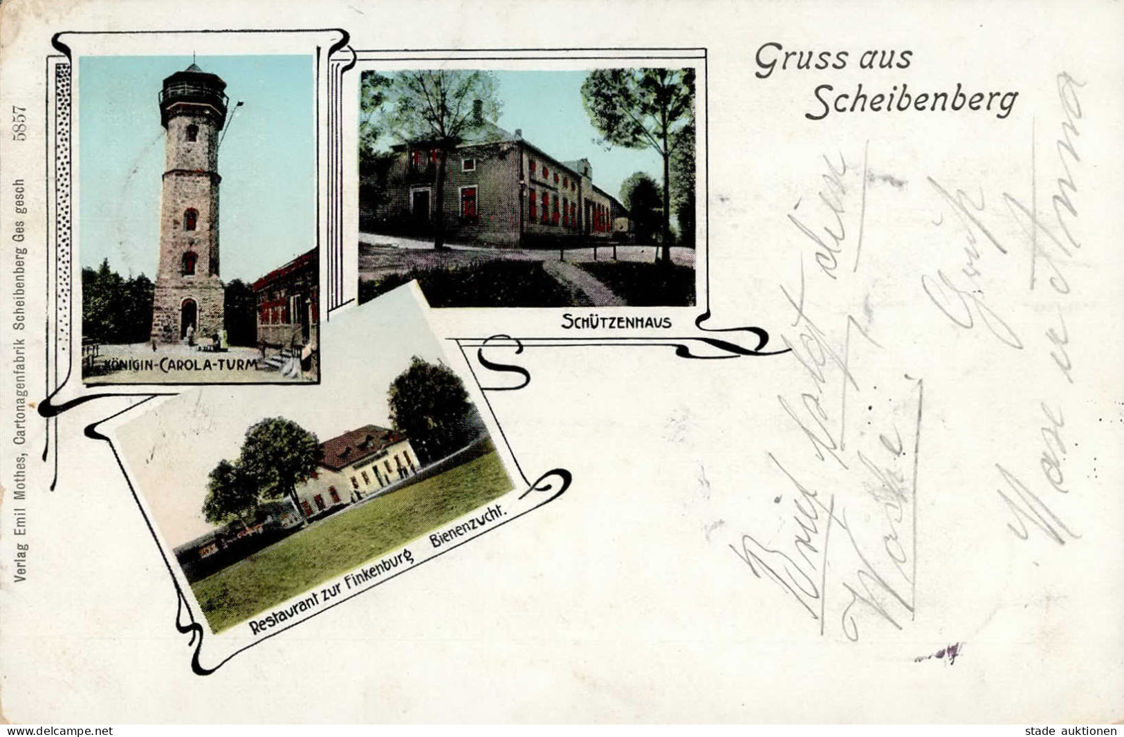 Scheibenberg (o-9315) Gasthaus Zur Finkenburg Schützenhaus 1902 II (Stauchung) - Autres & Non Classés