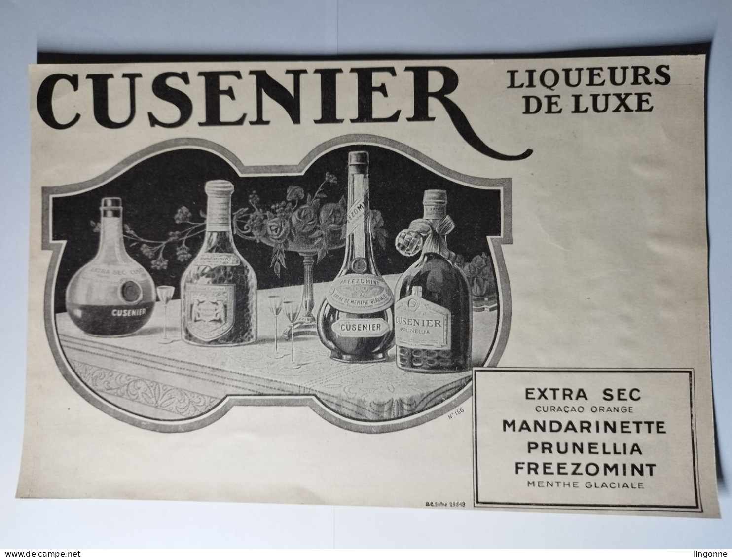 Cartonnage Publicitaire CUSENIER LIQUEURS DE LUXE CURACAO ORANGE MANDARINETTE PRUNELLIA FREEZOMINT 18 X 28 Cm Env - Publicités