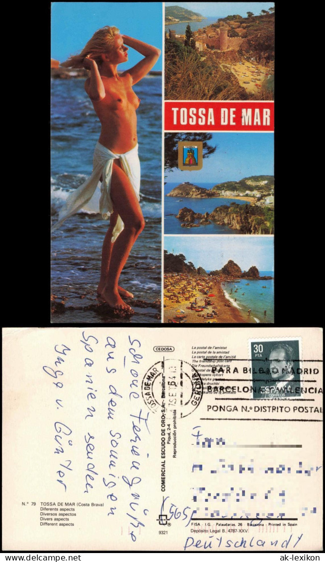 Costa Brava Mehrbildkarte TOSSA DE MAR (Costa Brava) Mit Nackter Badenixe 1970 - Altri & Non Classificati