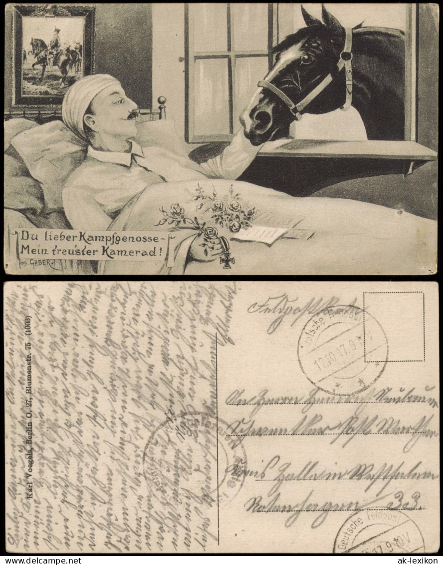 Feldpostkarte 1. WK (Pferd Lieber Kampfgenosse) 1917   Feldpoststempel - Oorlog 1914-18