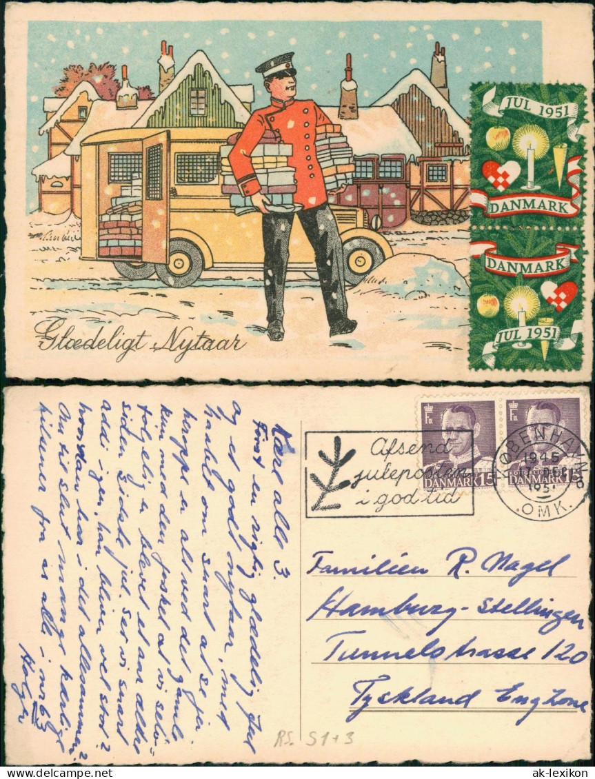 Ansichtskarte  Weihnachten - Christmas Postbote Dänemark Danmark 1951 - Autres & Non Classés