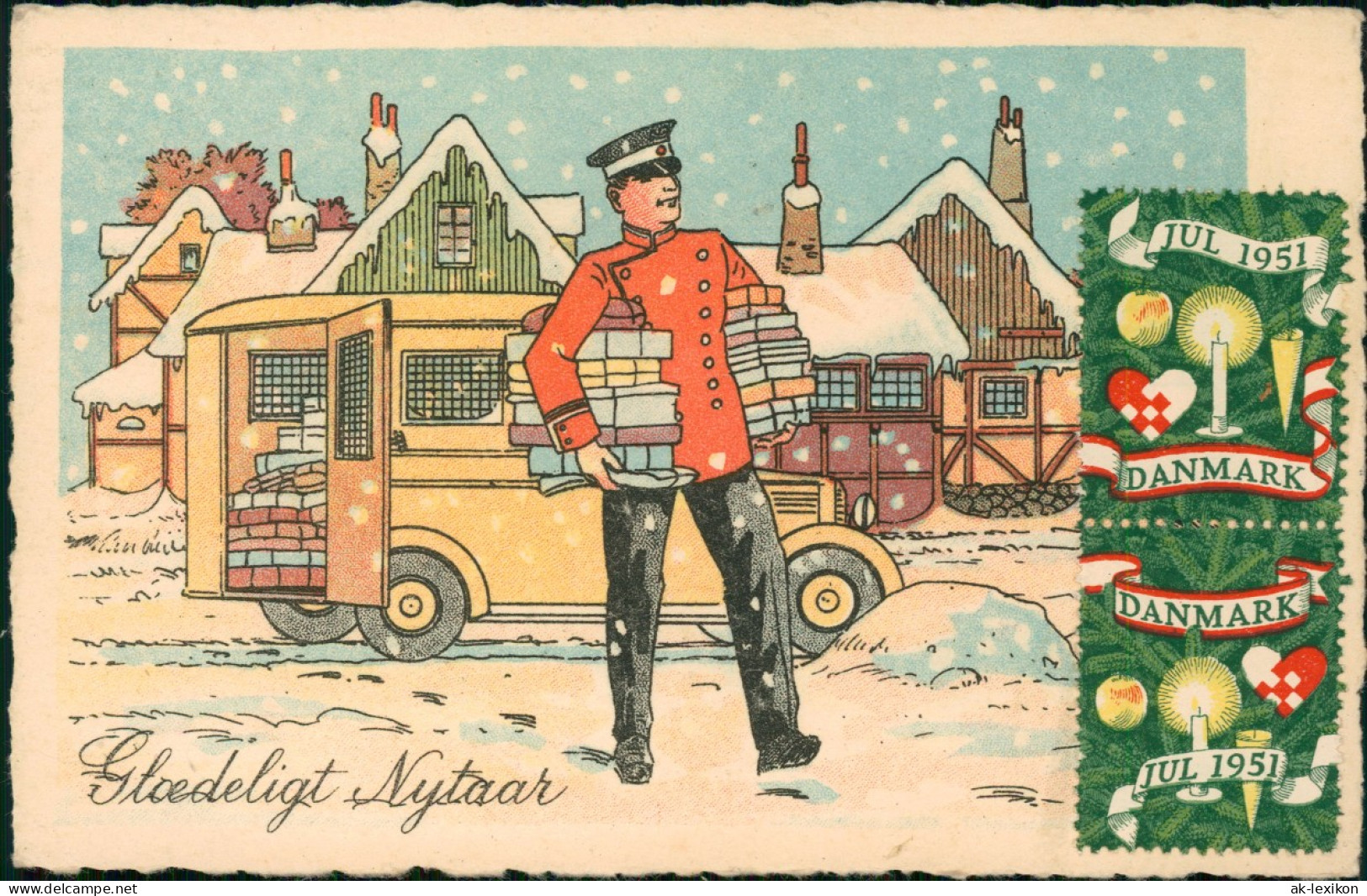 Ansichtskarte  Weihnachten - Christmas Postbote Dänemark Danmark 1951 - Autres & Non Classés