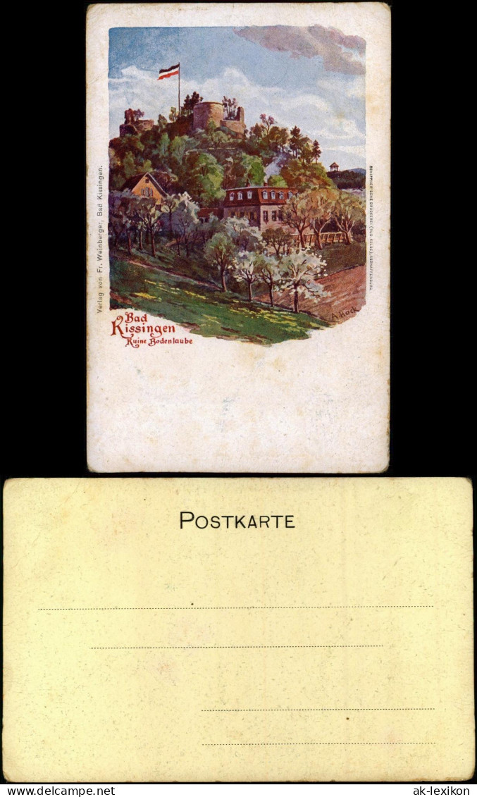 Ansichtskarte Bad Kissingen Künstlerkarte Ruine Bodenlaube 1911 - Bad Kissingen