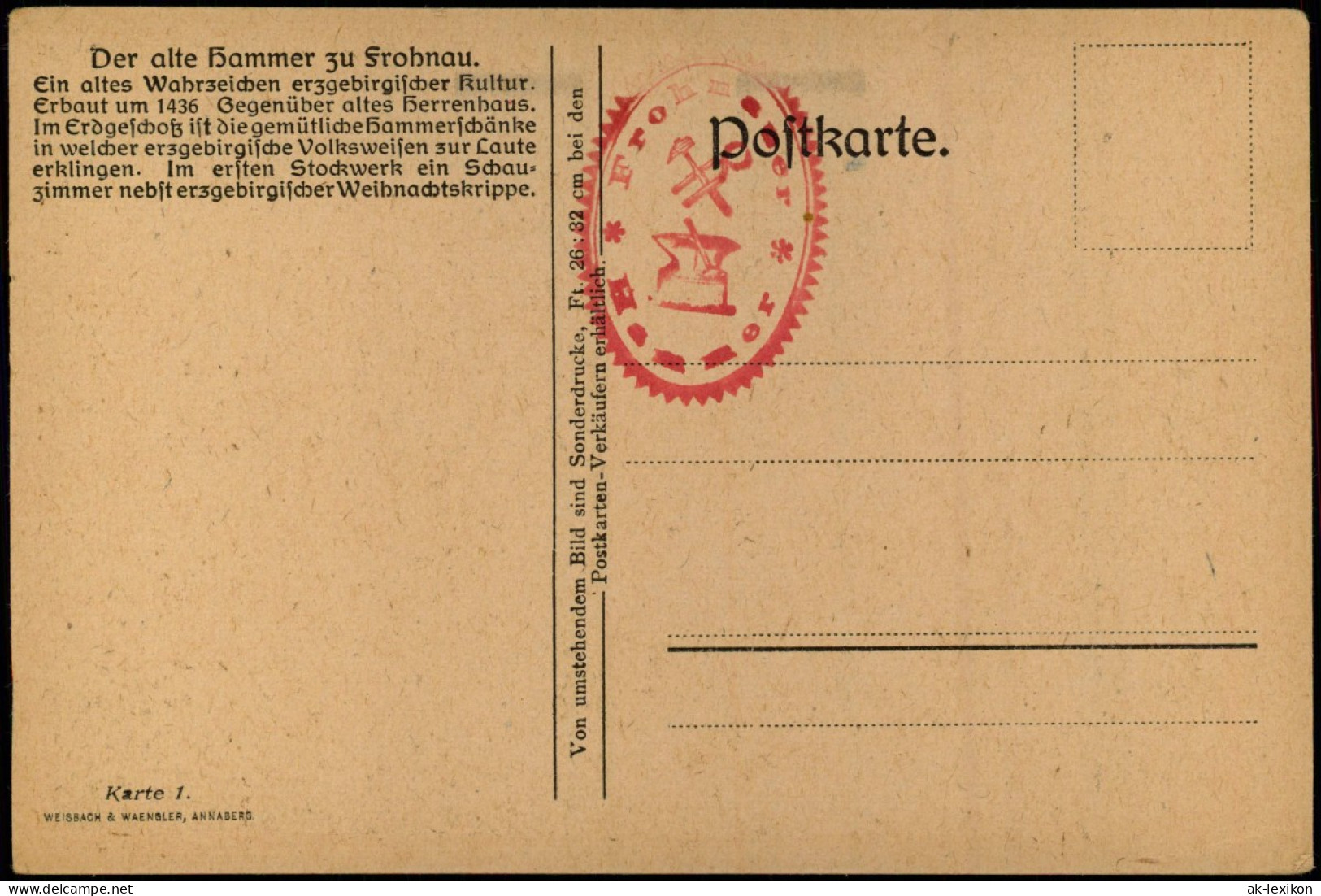 Ansichtskarte Frohnau-Annaberg-Buchholz Frohnauer Hammer Künstlerkarte 1934 - Annaberg-Buchholz